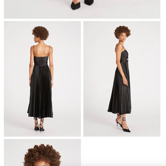 AMUR Afra Pleated Cuout Dress Black Pleated Midi Dress size 4 - Picture 10 of 10